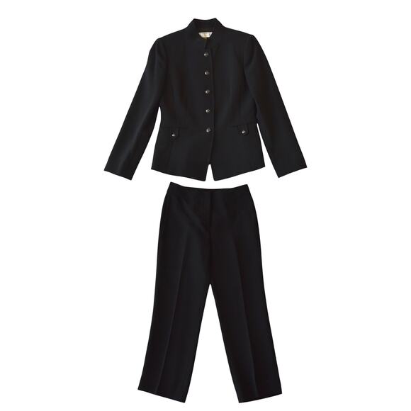 Tahari Black Petite Pantsuit Set Jacket & Pants Size 2P - Picture 1 of 10